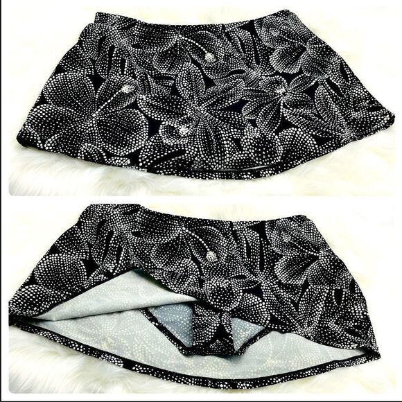 Islander B&W Floral Design Swim Skirt Sz 10 - Picture 3 of 12